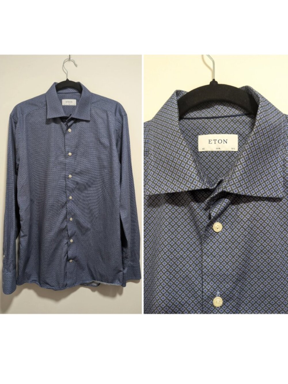 ETON | Fine Twill Floral Medallion Slim Fit Shirt In Blue